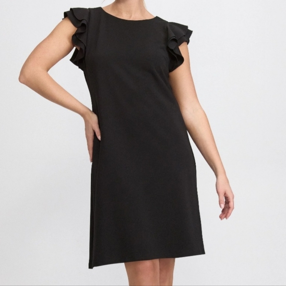 Zara Black Mini Dress with Ruffle Sleeves Size L